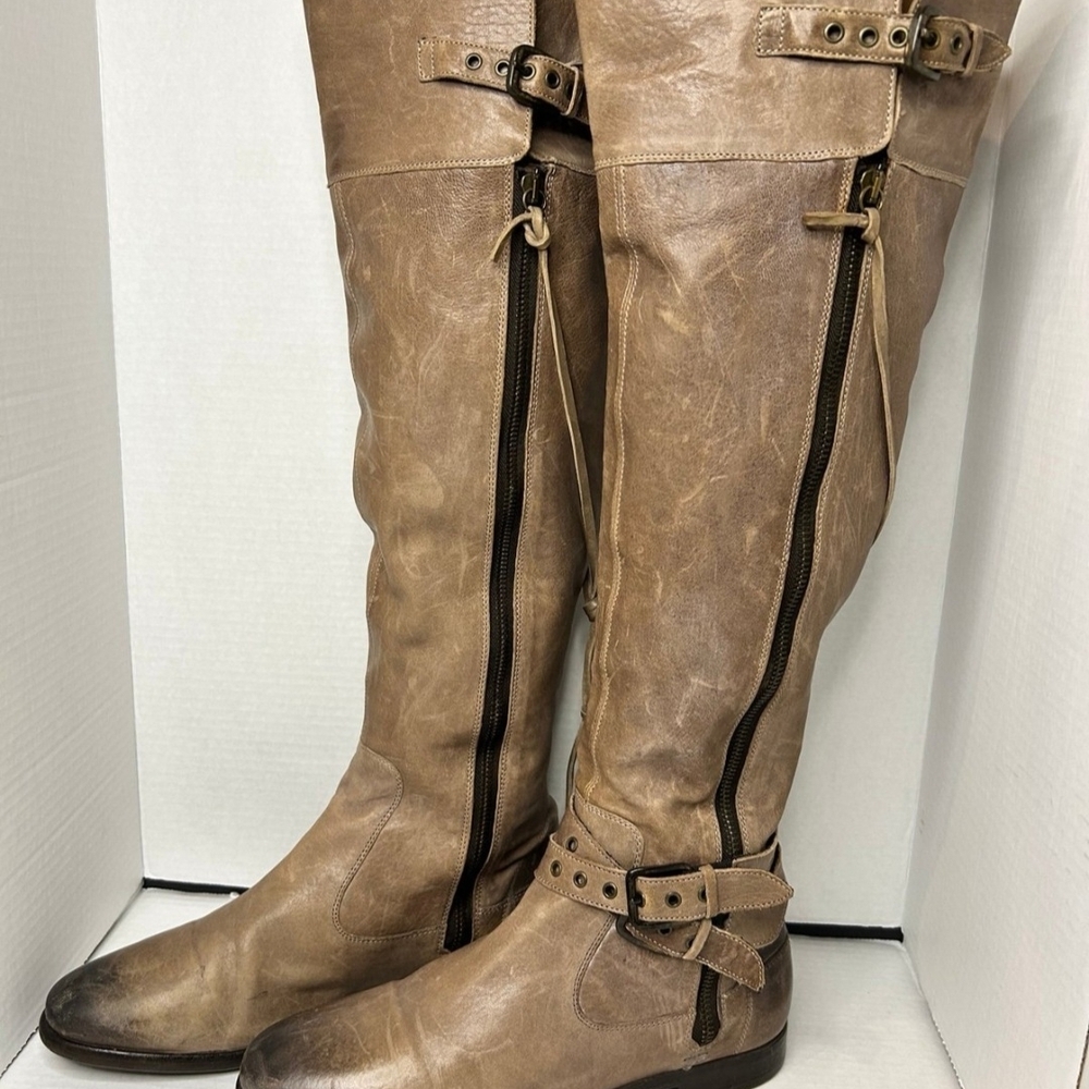 Brown Leather Knee-High Boots - Picture 7 of 10
